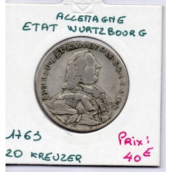 Wurtzbourg 20 kreuzer 1763 TB+ KM 358 pièce de monnaie