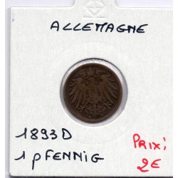 Allemagne 1 pfennig 1893 D TTB- KM 10 pièce de monnaie