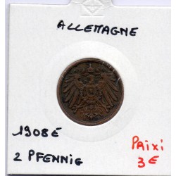 Allemagne 2 pfennig 1908 E TTB KM 16 pièce de monnaie