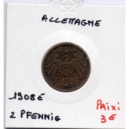 Allemagne 2 pfennig 1908 E TTB KM 16 pièce de monnaie