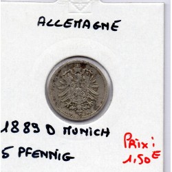 Allemagne 5 pfennig 1889 D TTB- KM 3 pièce de monnaie