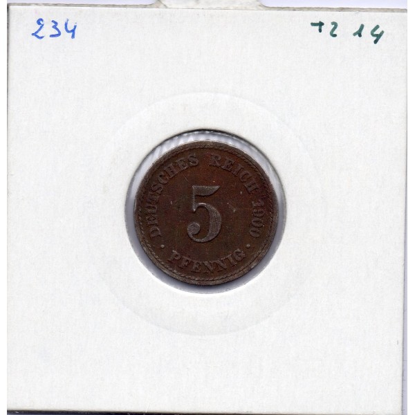 Allemagne 5 pfennig 1900 A TB KM 11 pièce de monnaie