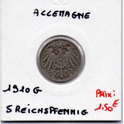 Allemagne 5 pfennig 1910 G TTB KM 11 pièce de monnaie