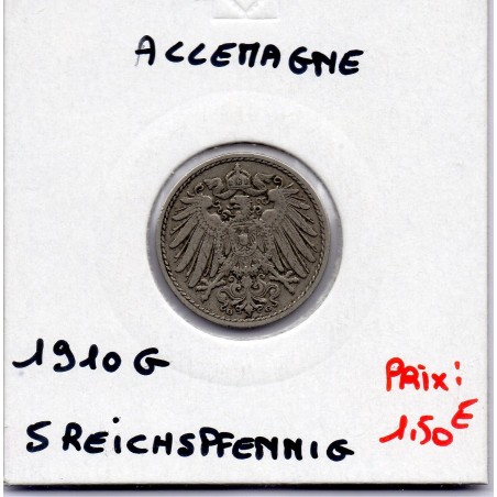 Allemagne 5 pfennig 1910 G TTB KM 11 pièce de monnaie