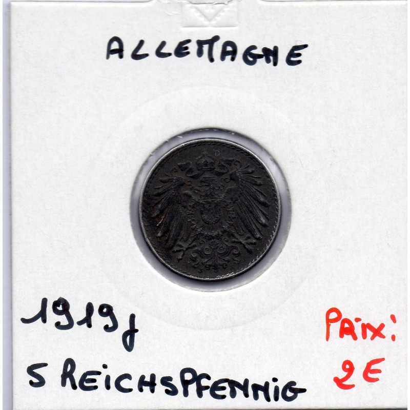 Allemagne 5 pfennig 1919 J TTB KM 19 pièce de monnaie