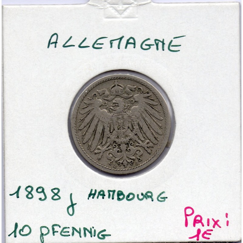 Allemagne 10 pfennig 1898 J, TTB- KM 12 pièce de monnaie