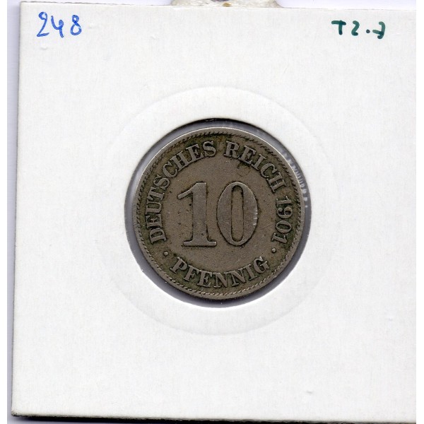 Allemagne 10 pfennig 1901 E, TTB KM 12 pièce de monnaie