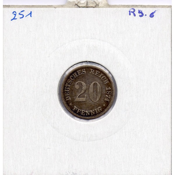 Allemagne 20 pfennig 1874 B, TB+ KM 5 pièce de monnaie