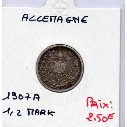 Allemagne 1/2 mark 1907 A, TTB KM 17 pièce de monnaie