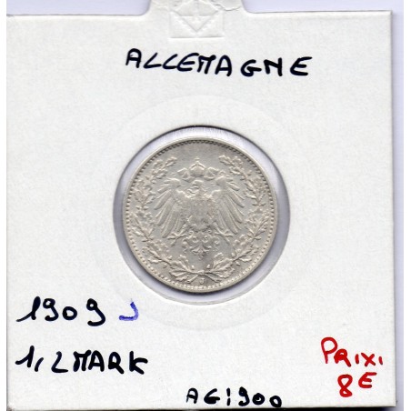Allemagne 1/2 mark 1909 J, TTB+ KM 17 pièce de monnaie