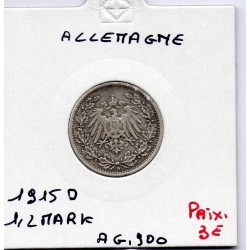 Allemagne 1/2 mark 1915 D, TTB KM 17 pièce de monnaie