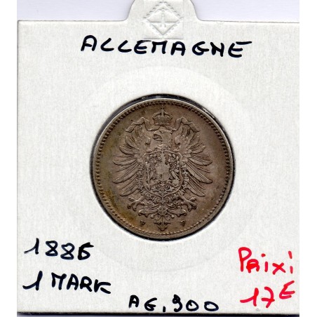 Allemagne 1 mark 1886 F, Sup KM 7 pièce de monnaie