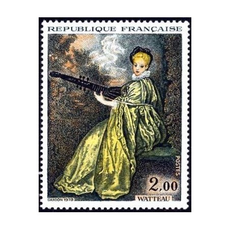 Timbre France Yvert No 1765 Watteau "La Finette"