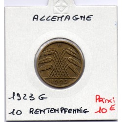 Allemagne 10 rentenpfennig 1923 G, TTB- KM 33 pièce de monnaie