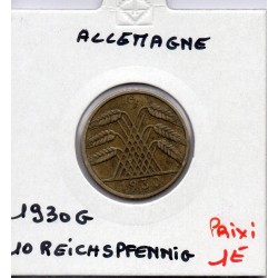 Allemagne 10 reichspfennig 1930 G, TTB KM 40 pièce de monnaie