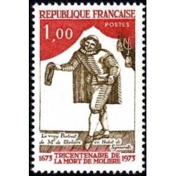 Timbre France Yvert No 1771 Molière, tricentenaire de sa mort