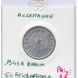 Allemagne 50 reichspfennig 1943 A, Sup KM 96 pièce de monnaie