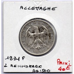 Allemagne 2 reichsmark 1931 F, TTB KM 45 pièce de monnaie