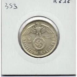 Allemagne 2 reichsmark 1938 B, TTB KM 93 pièce de monnaie