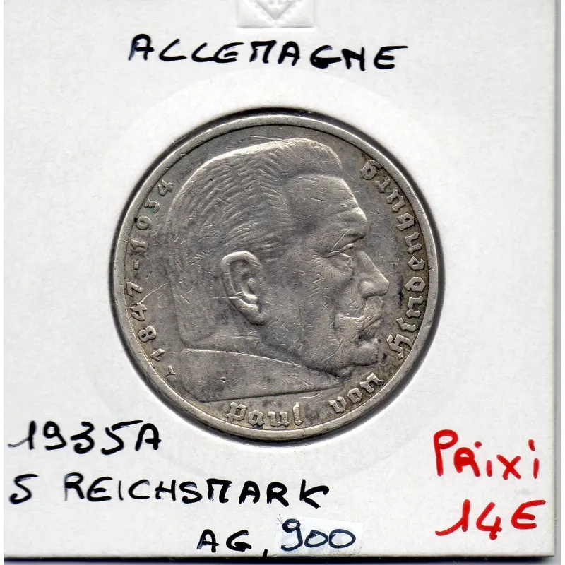 Allemagne 5 reichsmark 1935 A, TTB KM 86 pièce de monnaie Allemagne 5 reichsmark 1935 A, TTB KM 86 pièce de monnaie