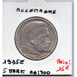 Allemagne 5 reichsmark 1935 E, TTB KM 86 pièce de monnaie