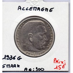 Allemagne 5 reichsmark 1936 G, TTB KM 86 pièce de monnaie