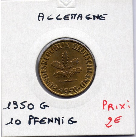 Allemagne RFA 10 pfennig 1950 G, SPL KM 108 pièce de monnaie