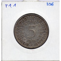 Allemagne RFA 5 deutche mark 1951 F, TTB KM 112 pièce de monnaie
