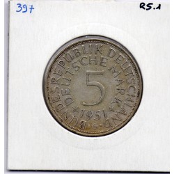 Allemagne RFA 5 deutche mark 1951 G, TTB KM 112 pièce de monnaie