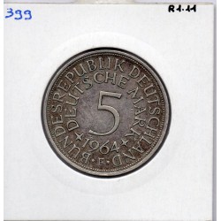 Allemagne RFA 5 deutche mark 1964 F, TTB KM 112 pièce de monnaie