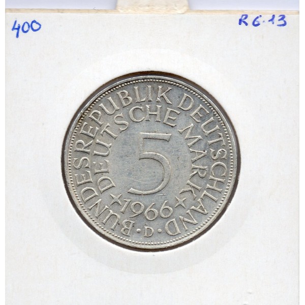 Allemagne RFA 5 deutche mark 1966 D, Sup KM 112 pièce de monnaie