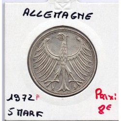Allemagne RFA 5 deutche mark 1972 F, TTB KM 112 pièce de monnaie