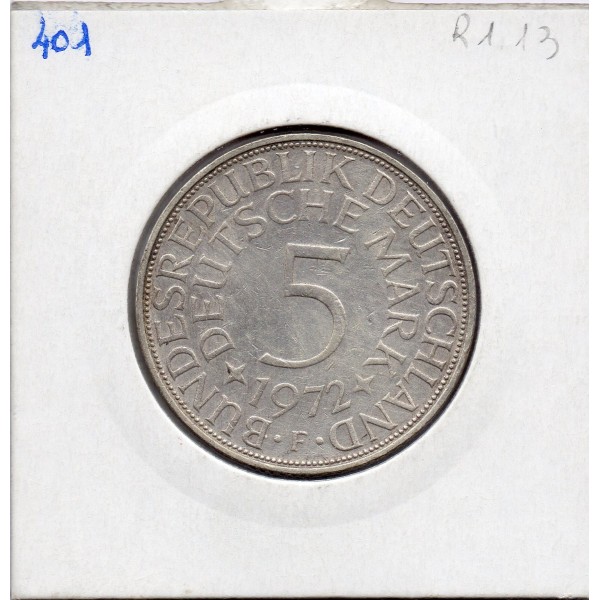 Allemagne RFA 5 deutche mark 1972 F, TTB KM 112 pièce de monnaie
