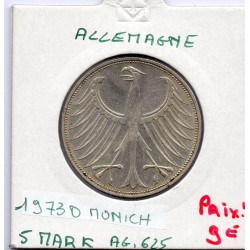 Allemagne RFA 5 deutche mark 1973 D, Sup KM 112 pièce de monnaie