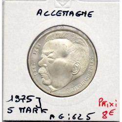 Allemagne RFA 5 deutche mark 1975 J, Sup KM 141 pièce de monnaie