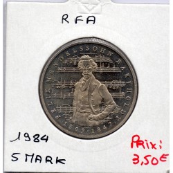 Allemagne RFA 5 deutche mark 1984 J, Sup KM 161 pièce de monnaie