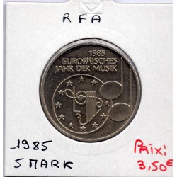 Allemagne RFA 5 deutche mark 1985 F, Sup KM 162 pièce de monnaie