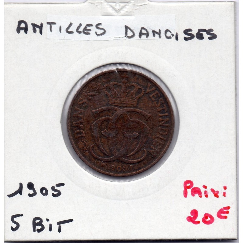 Antilles Danoises 5 bit 1905 TTB-, KM 75 pièce de monnaie