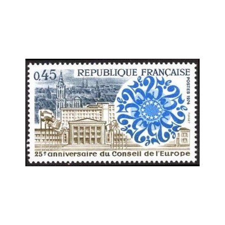 Timbre France Yvert No 1792 Conseil de l'Europe, 25e anniversaire