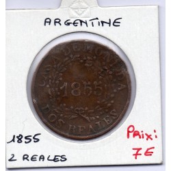 Argentine Buenos Aires 2 reales 1855 TB, KM 9 pièce de monnaie