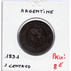 Argentine 1 centavo 1891 TTB, KM 32 pièce de monnaie