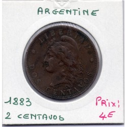 Argentine 2 centavos 1883 TTB, KM 33 pièce de monnaie