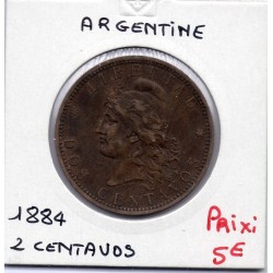 Argentine 2 centavos 1884 TTB, KM 33 pièce de monnaie