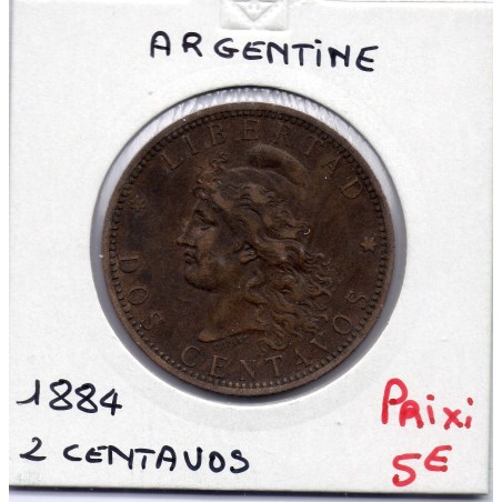 Argentine 2 centavos 1884 TTB, KM 33 pièce de monnaie