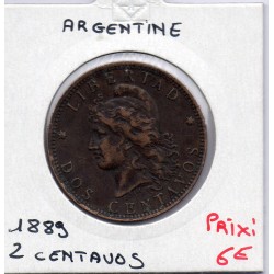 Argentine 2 centavos 1889 TTB, KM 33 pièce de monnaie