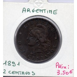 Argentine 2 centavos 1891 TTB, KM 33 pièce de monnaie