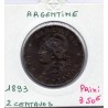 Argentine 2 centavos 1893 TTB, KM 33 pièce de monnaie