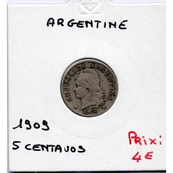 Argentine 5 centavos 1909 TTB, KM 34 pièce de monnaie