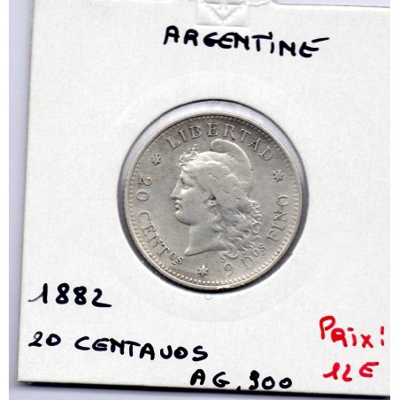 Argentine 20 centavos 1882 TB, KM 27 pièce de monnaie