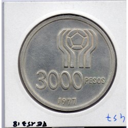 Argentine 3000 pesos 1977 Sup, KM 80 pièce de monnaie